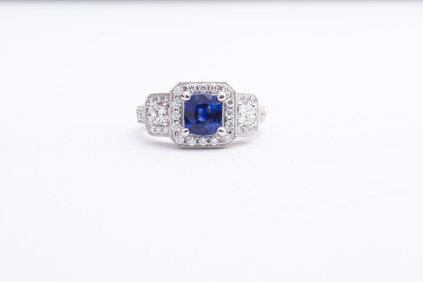 Platinum Sapphire Diamond RIng