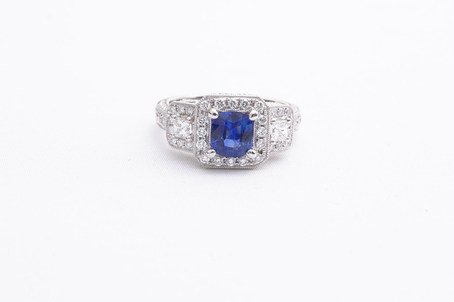 Platinum Sapphire Diamond RIng