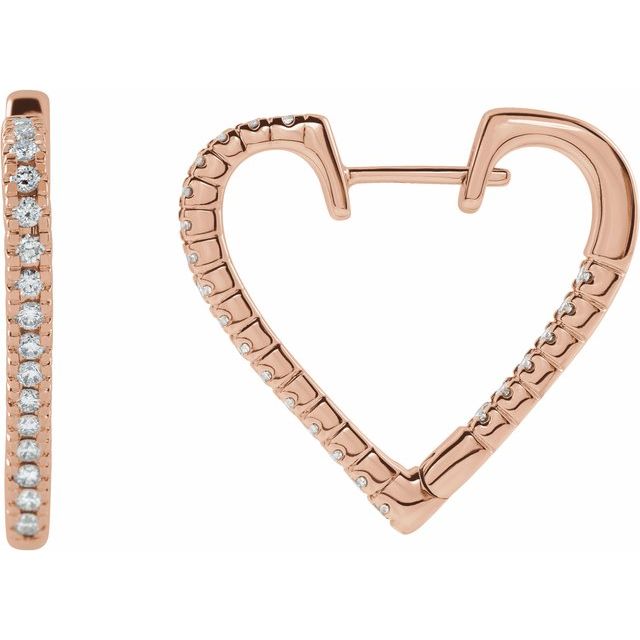 Diamond Heart Hoop Earrings
