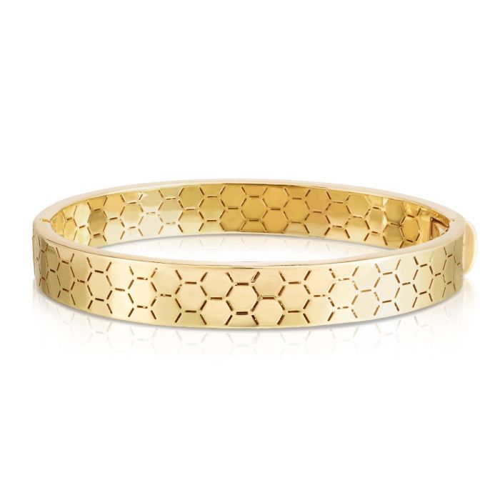 14K Gold Honeycomb Bangle
