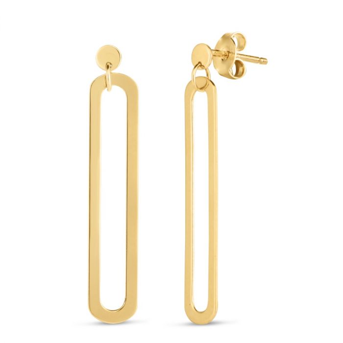 14K Single Paperclip Link Drop Earring