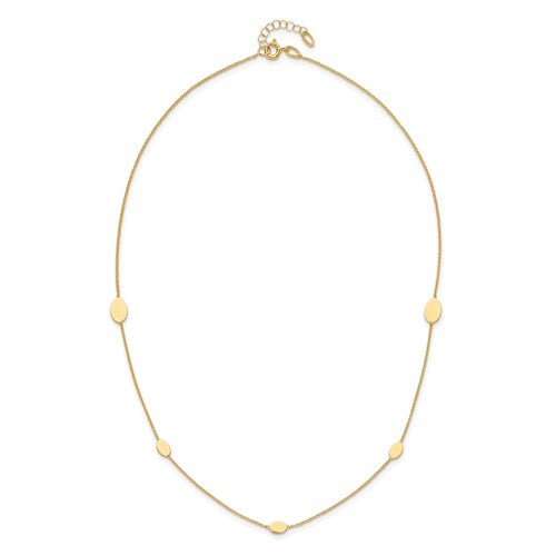 14K Polished Oval Discs Station Necklace