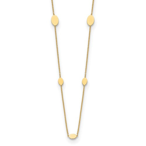 14K Polished Oval Discs Station Necklace