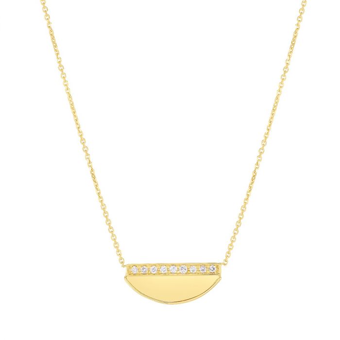14K Gold Half Moon Diamond Necklace