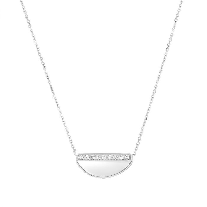 14K Gold Half Moon Diamond Necklace
