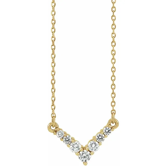 14K Yellow 1/3 CTW Natural Diamond V 16-18" Necklace