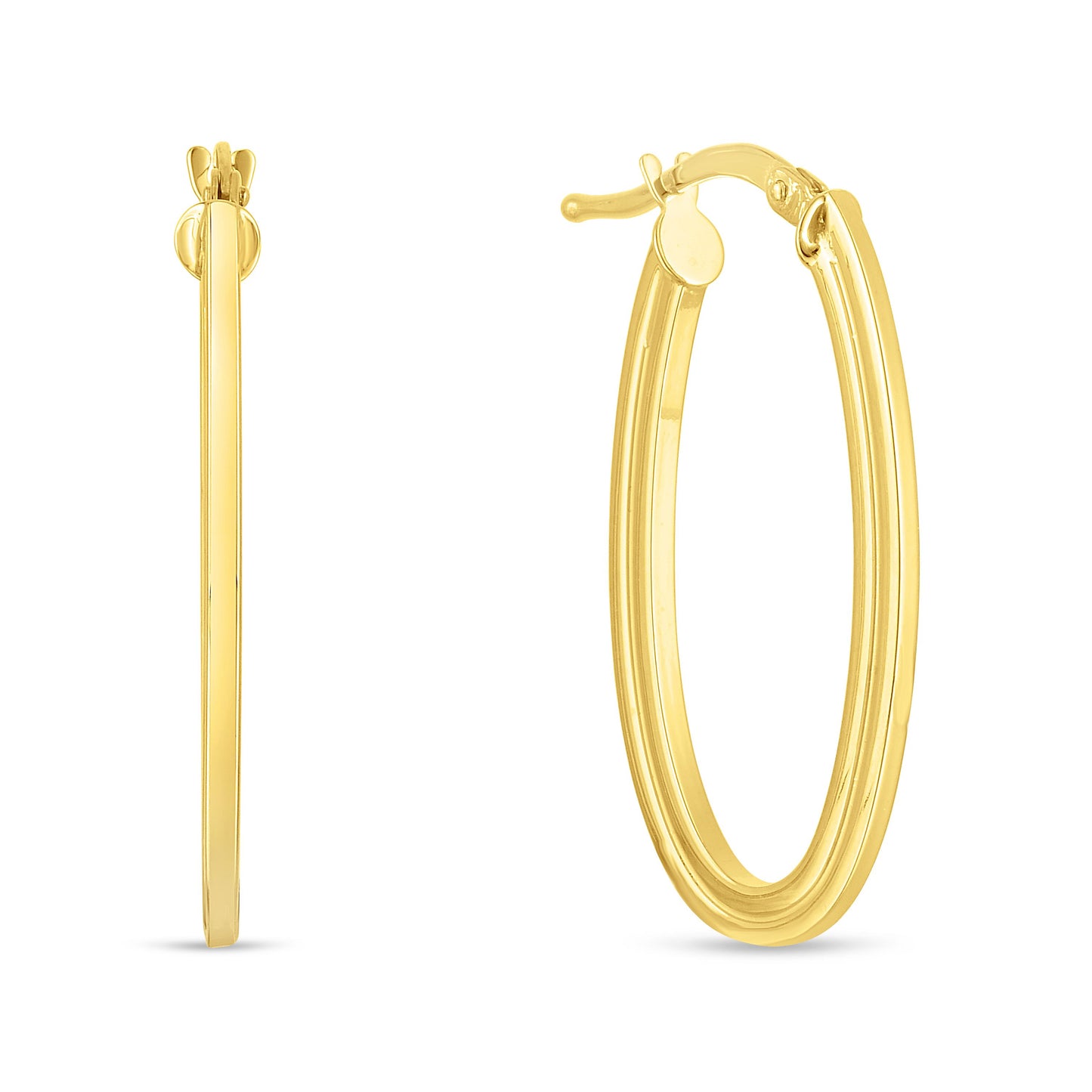 14K Gold Oval Concentric Hoops