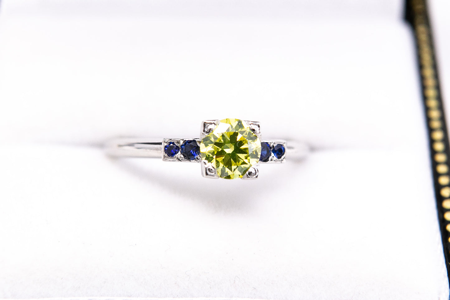 Yellow Diamond Blue Sapphire Ring