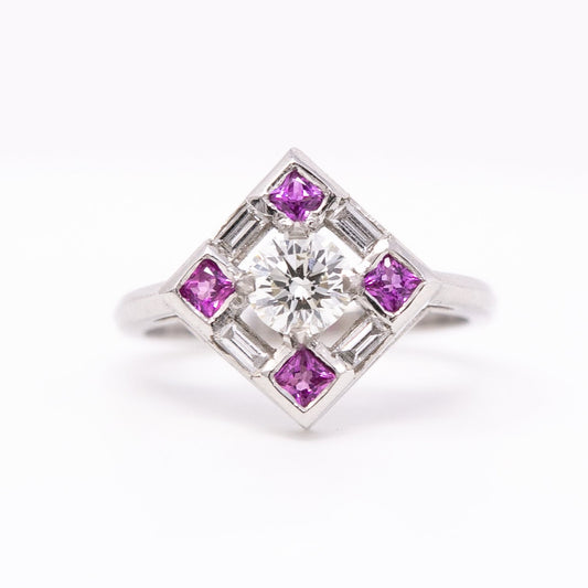 Platinum Diamond Pink Sapphire Ring