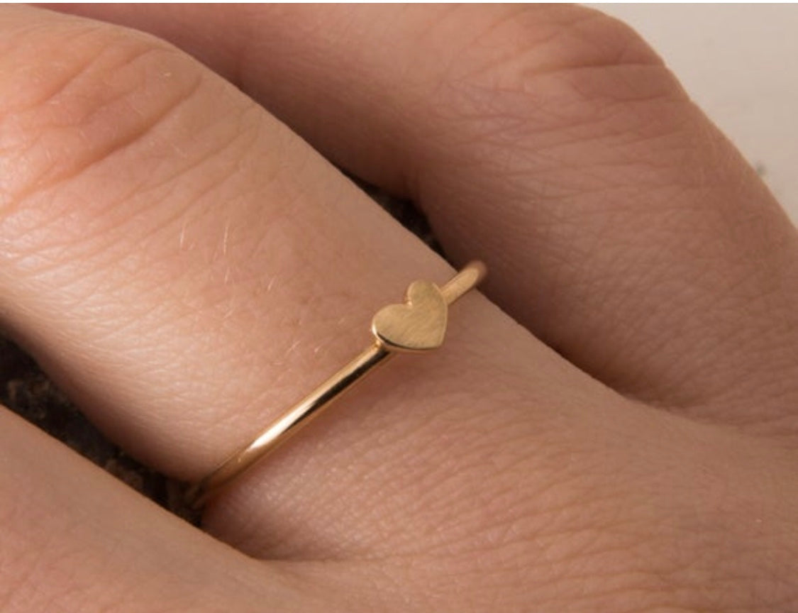 Dainty Gold Heart Ring - Handmade