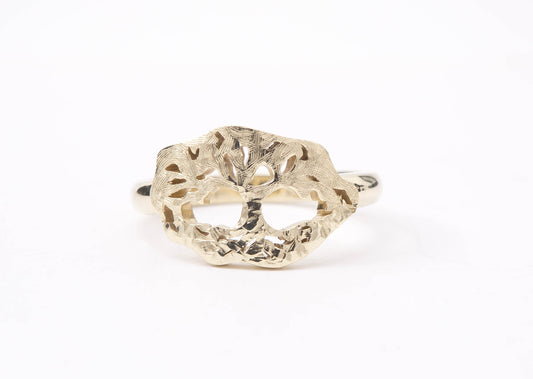 Green Gold Tree of Life Ring