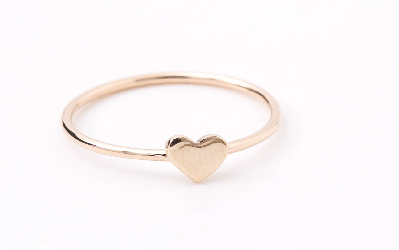Dainty Gold Heart Ring - Handmade
