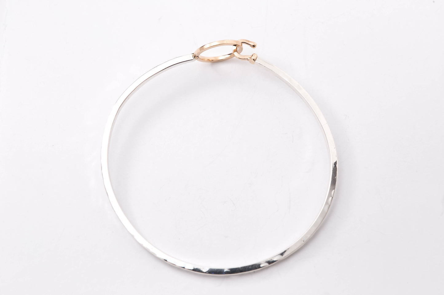 Gemstone Yellow Gold + Silver Hook + Circle Bangle Bracelet