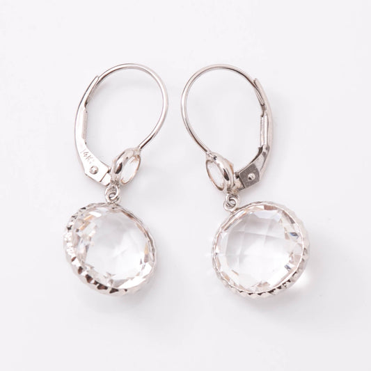 Quartz + White Topaz White Gold Dangles
