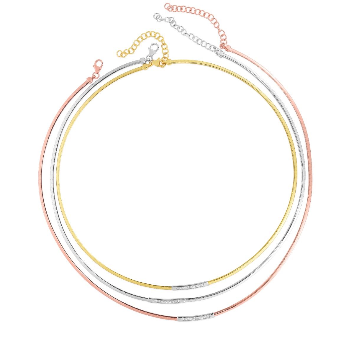 14K Gold Skinny Omega Diamond Bar Necklace