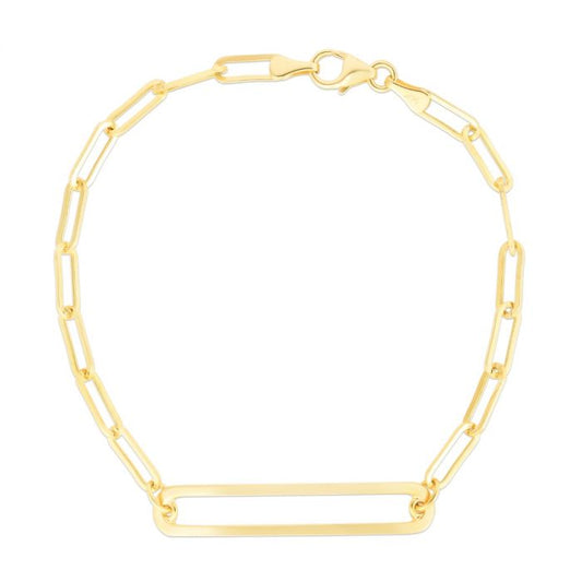 14K Paperclip Curved Open Bar Chain