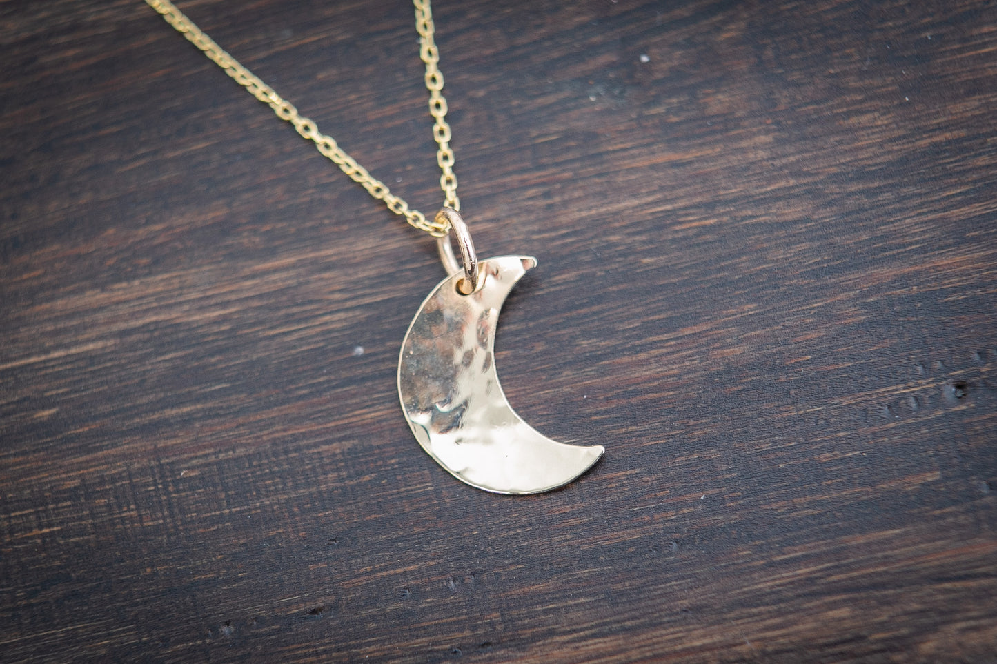 Hammered Crescent Moon Pendant
